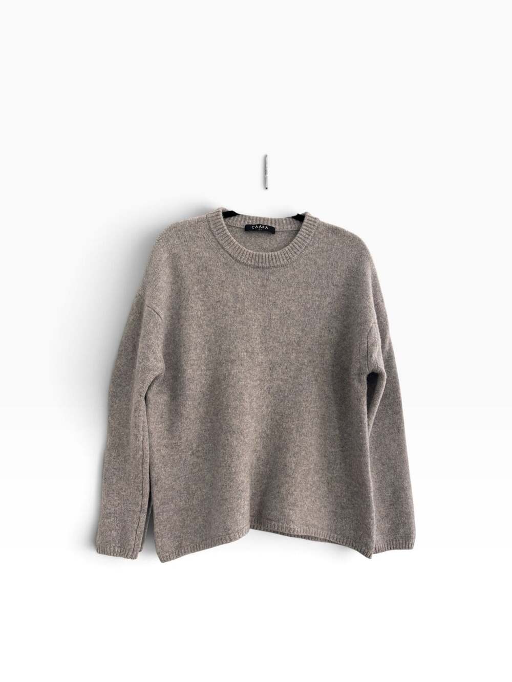 CAARA Crewneck Sweater Size S Taupe 100% Wool